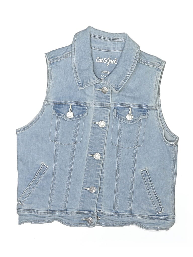 Pre-owned Cat & Jack Kids' Denim Vest In Blue