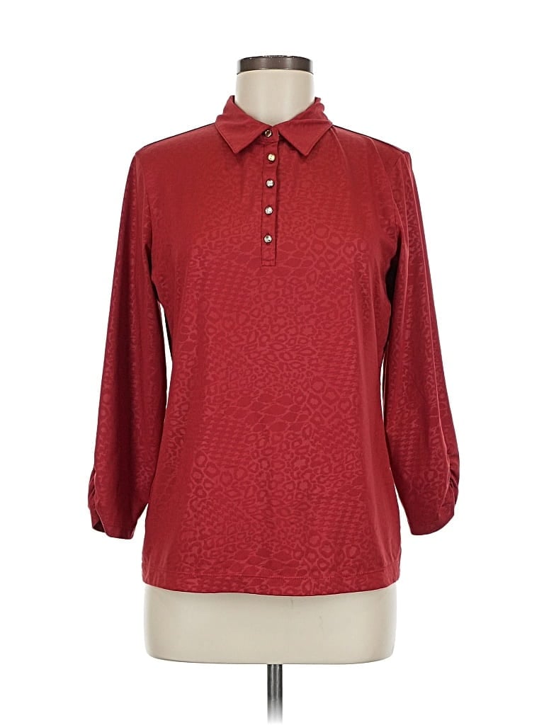 Pre-owned Zenergy By Chico's 3/4 Sleeve Blouse In Red
