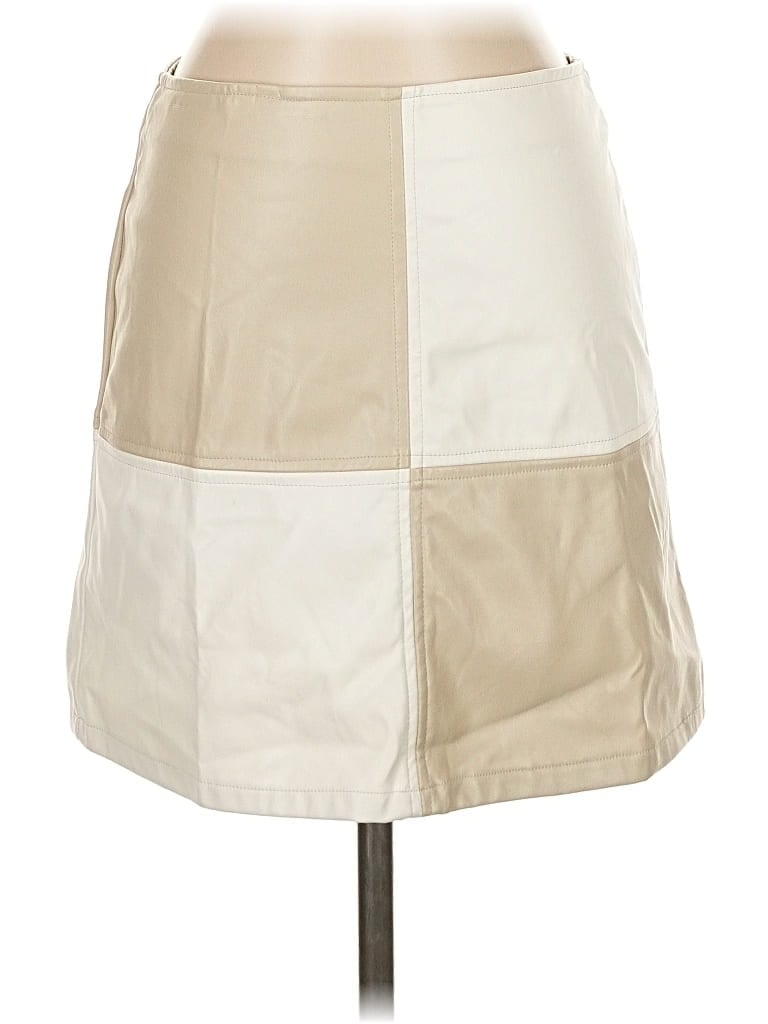 Pre-owned West Of Melrose Faux Leather Skirt In White