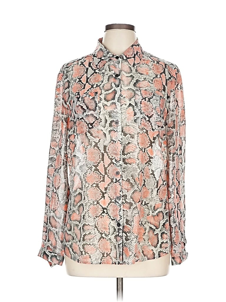 Pre-owned Antonio Melani Long Sleeve Blouse In Silver