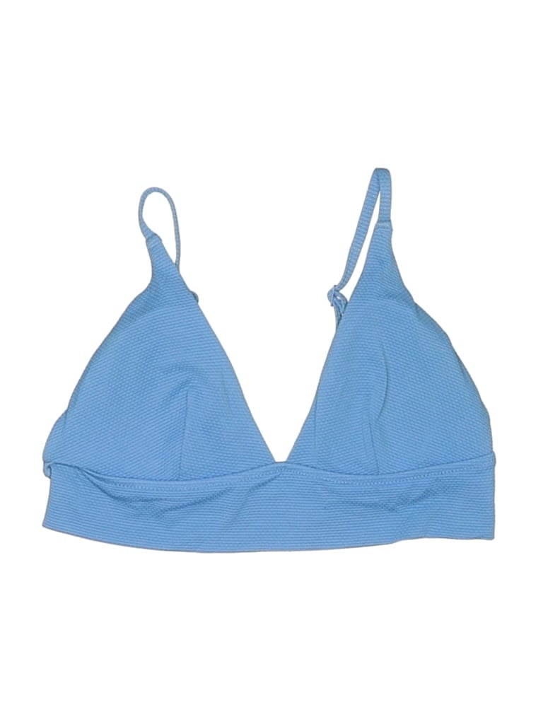 Pre-owned Aerie Swimsuit Top Blue Solid Pattern Swimwear