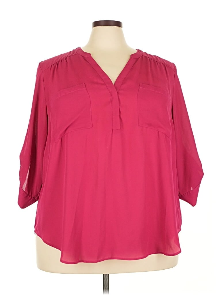 Pre-owned Torrid 3/4 Sleeve Blouse In Burgundy