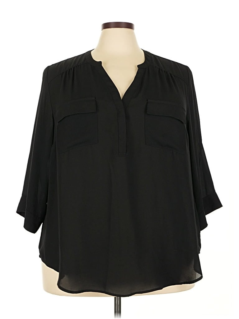 Pre-owned Torrid 3/4 Sleeve Blouse In Black