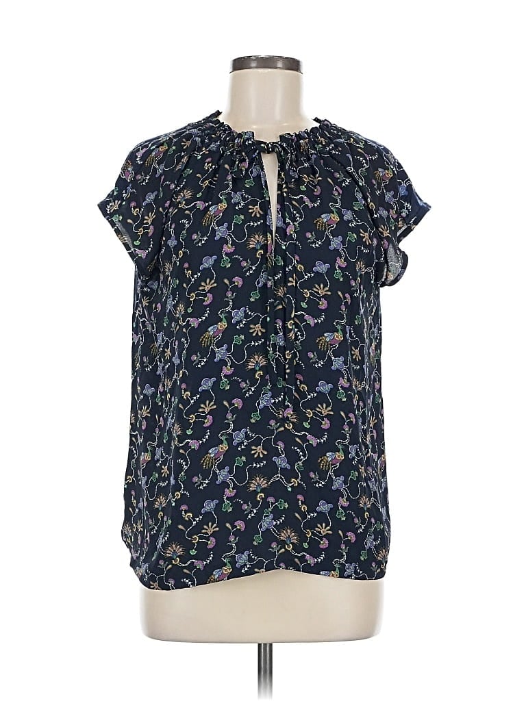 Pre-owned Ann Taylor Loft Short Sleeve Blouse In Blue