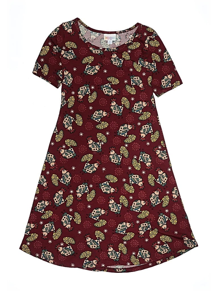 Pre-owned Lularoe Kids' Dress In Burgundy