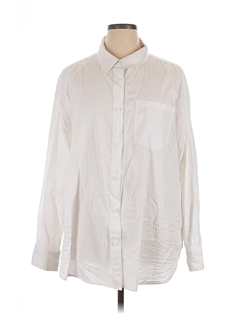 Pre-owned Offline By Aerie Long Sleeve Button Down Shirt In White