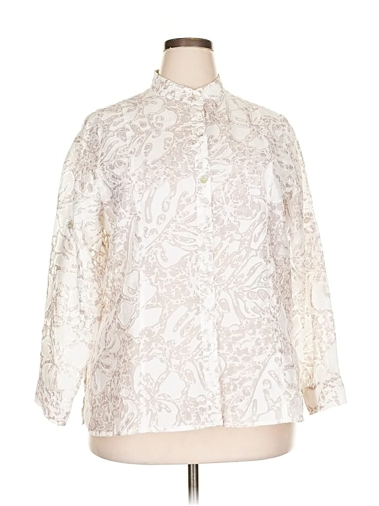 Pre-owned Unbranded 3/4 Sleeve Blouse In White