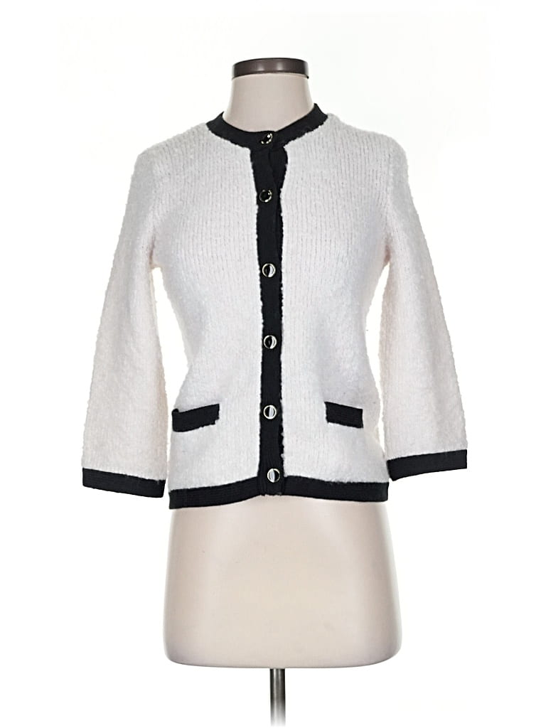 Pre-owned Banana Republic Factory Store Cardigan Sweater In White