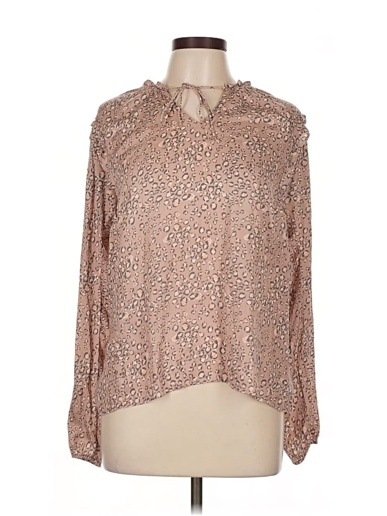 Pre-owned Left Coast By Dolan Long Sleeve Blouse In Pink