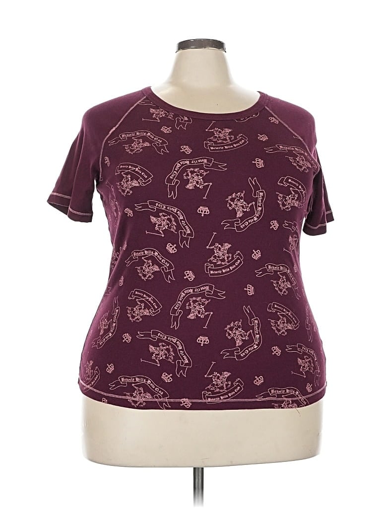 Pre-owned Beverly Hills Polo Club Short Sleeve T-shirt In Burgundy