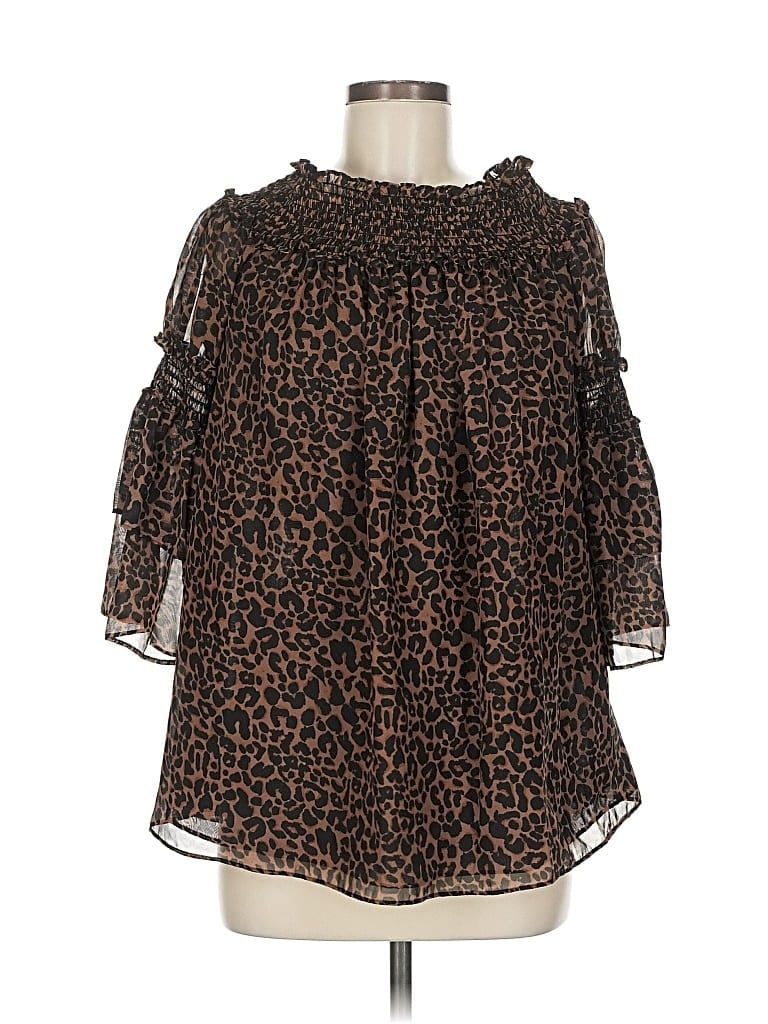 Pre-owned Max Studio 3/4 Sleeve Blouse In Brown