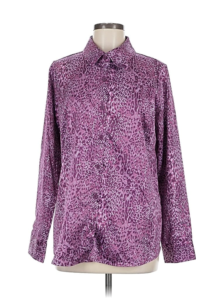 Pre-owned Belle By Kim Gravel Long Sleeve Blouse In Purple