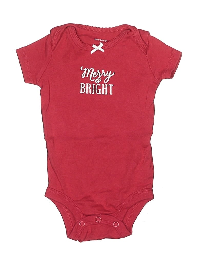 Click to view more detailed imagery on our partner's website Pre-owned Carter's Babies' Short Sleeve Onesie In Burgundy