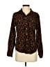 Miss Selfie Animal Print Brown Long Sleeve Blouse Size S - photo 1