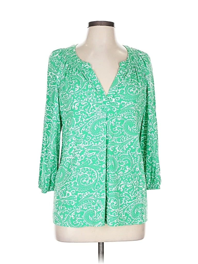 CROWN & IVY Pre-owned 3/4 Sleeve Blouse In Green