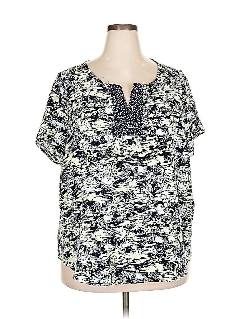 Pre-owned Cj Banks Short Sleeve Blouse In Black
