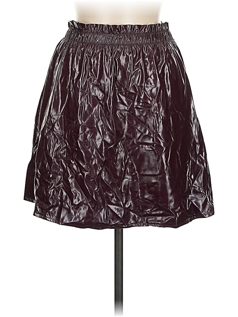 Pre-owned Asos Design Faux Leather Skirt In Burgundy