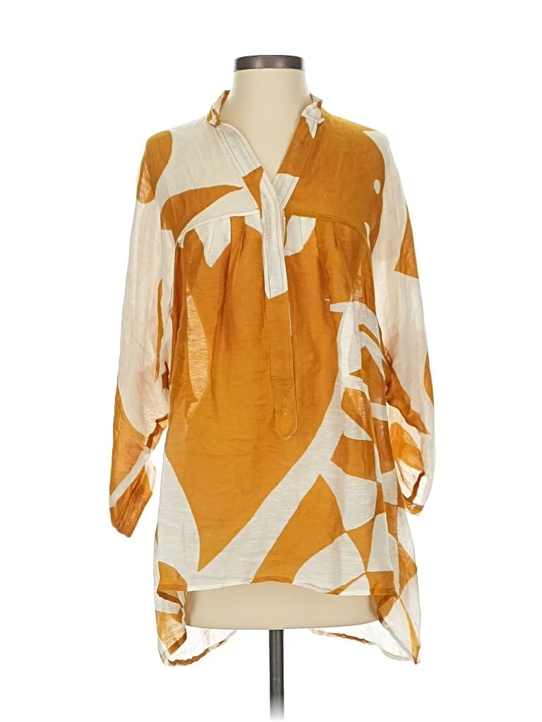 Pre-owned Plenty By Tracy Reese 3/4 Sleeve Blouse In Gold