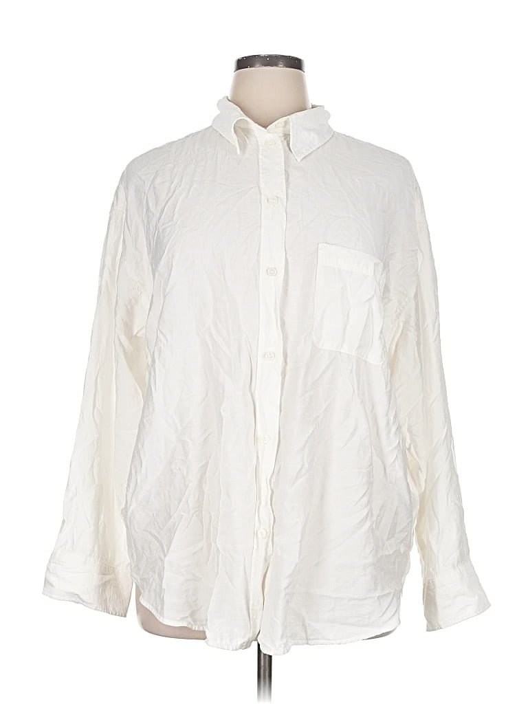 H&M Pre-owned Long Sleeve Button Down Shirt In White