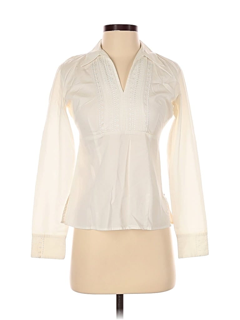 Pre-owned Ann Taylor Loft Long Sleeve Blouse In White
