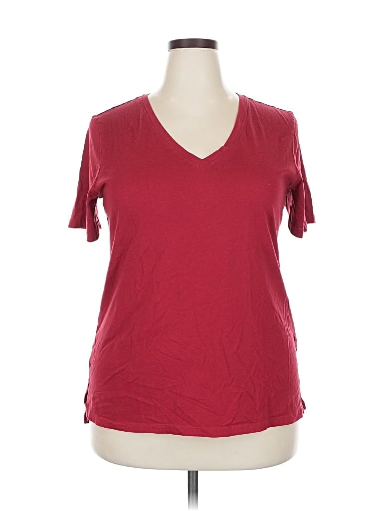 Pre-owned Eddie Bauer Short Sleeve T-shirt In Burgundy