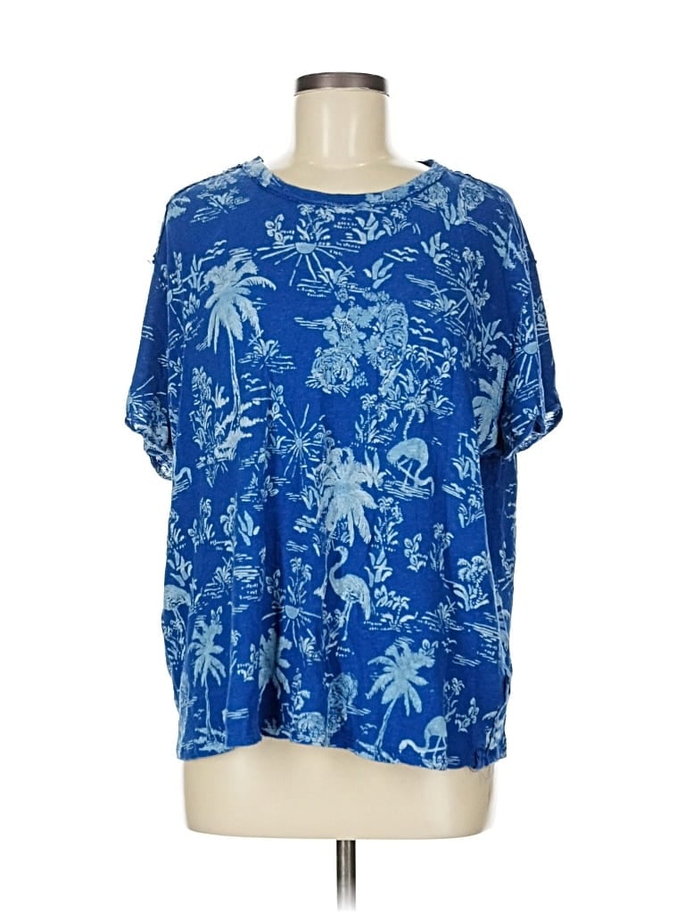 Pre-owned We The Free Short Sleeve Blouse In Blue