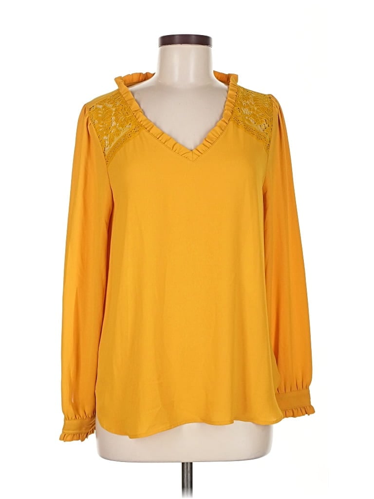 Pre-owned Ann Taylor Loft Long Sleeve Blouse In Yellow