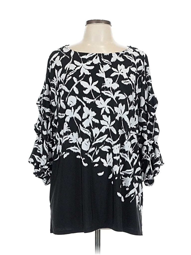 Pre-owned Investments 3/4 Sleeve Blouse In Black