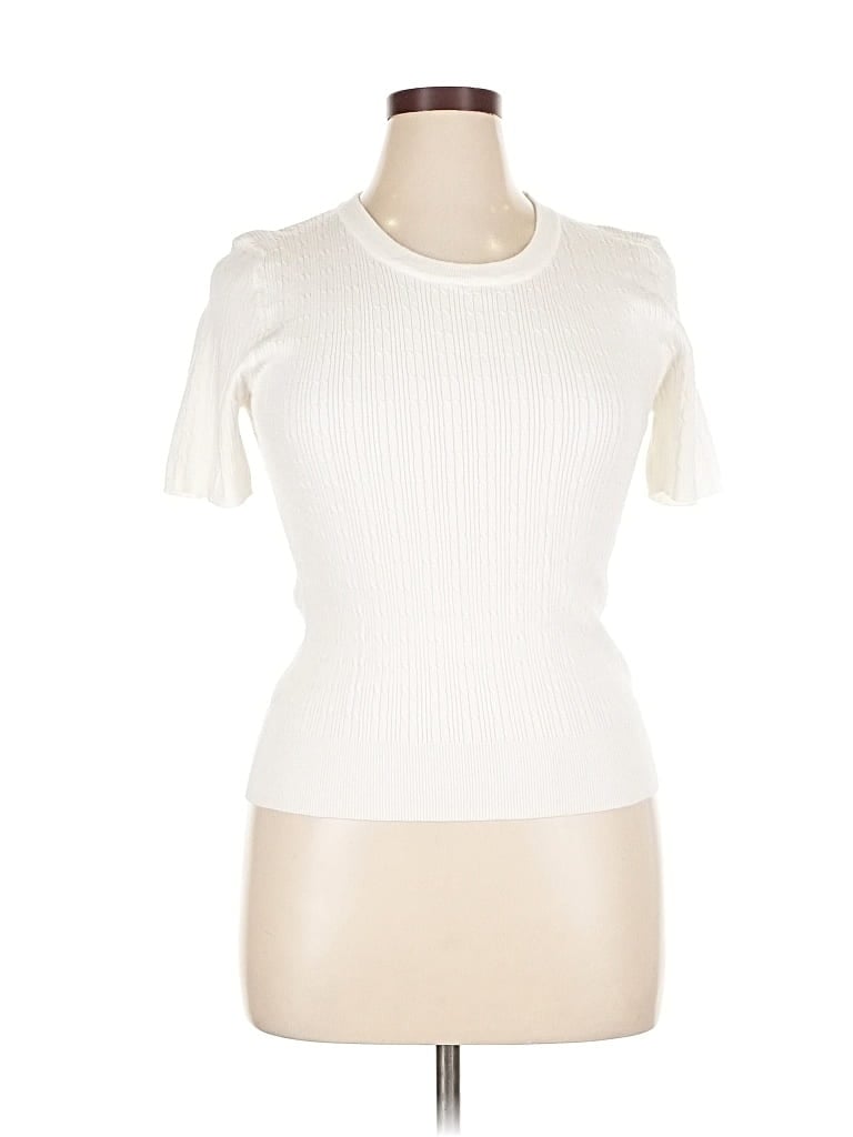 Pre-owned Lulus Short Sleeve Top Ivory Cold Shoulder Neckline Tops In White