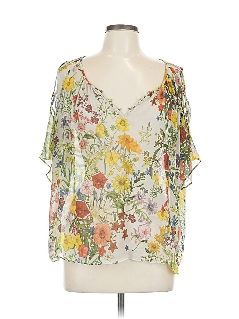 Pre-owned Zara Basic Short Sleeve Blouse In White