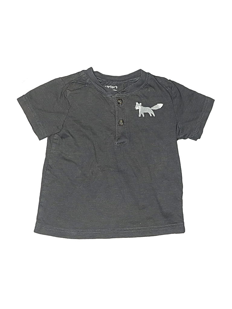 Pre-owned Just One You Made By Carter's Kids' Short Sleeve Henley Shirt In Gray
