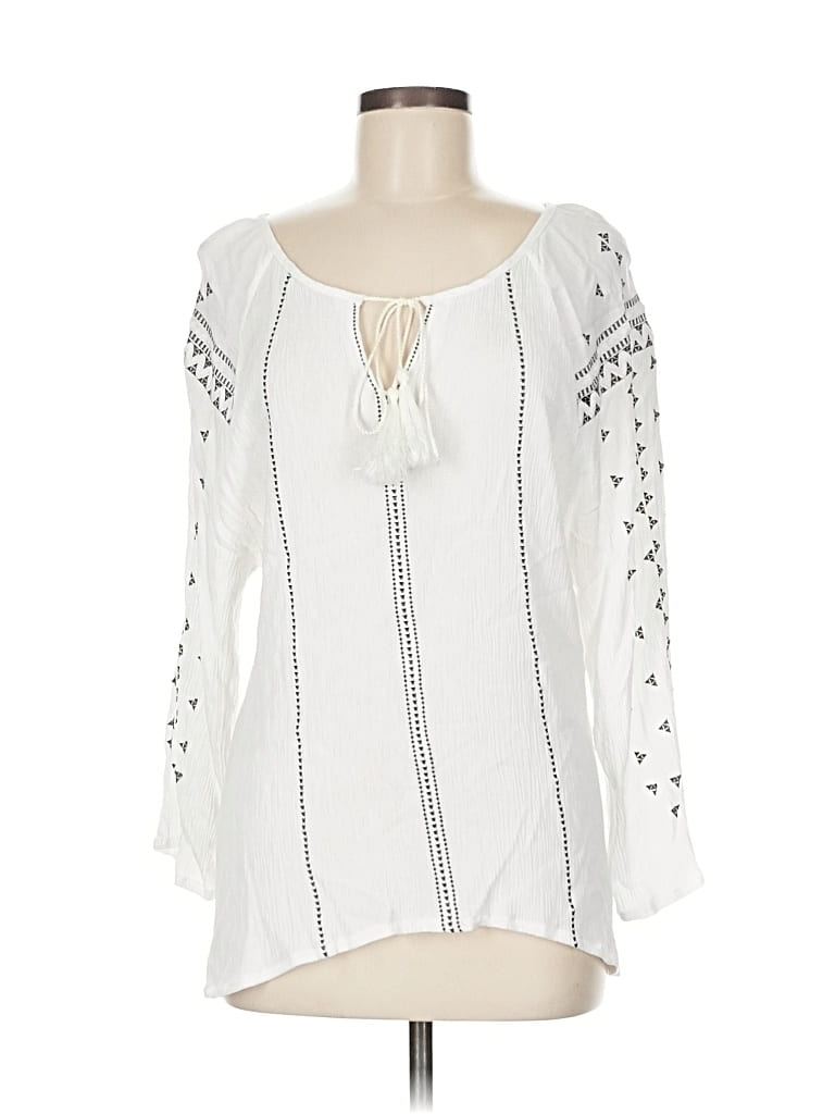 ONE WORLD Pre-owned 3/4 Sleeve Blouse In White