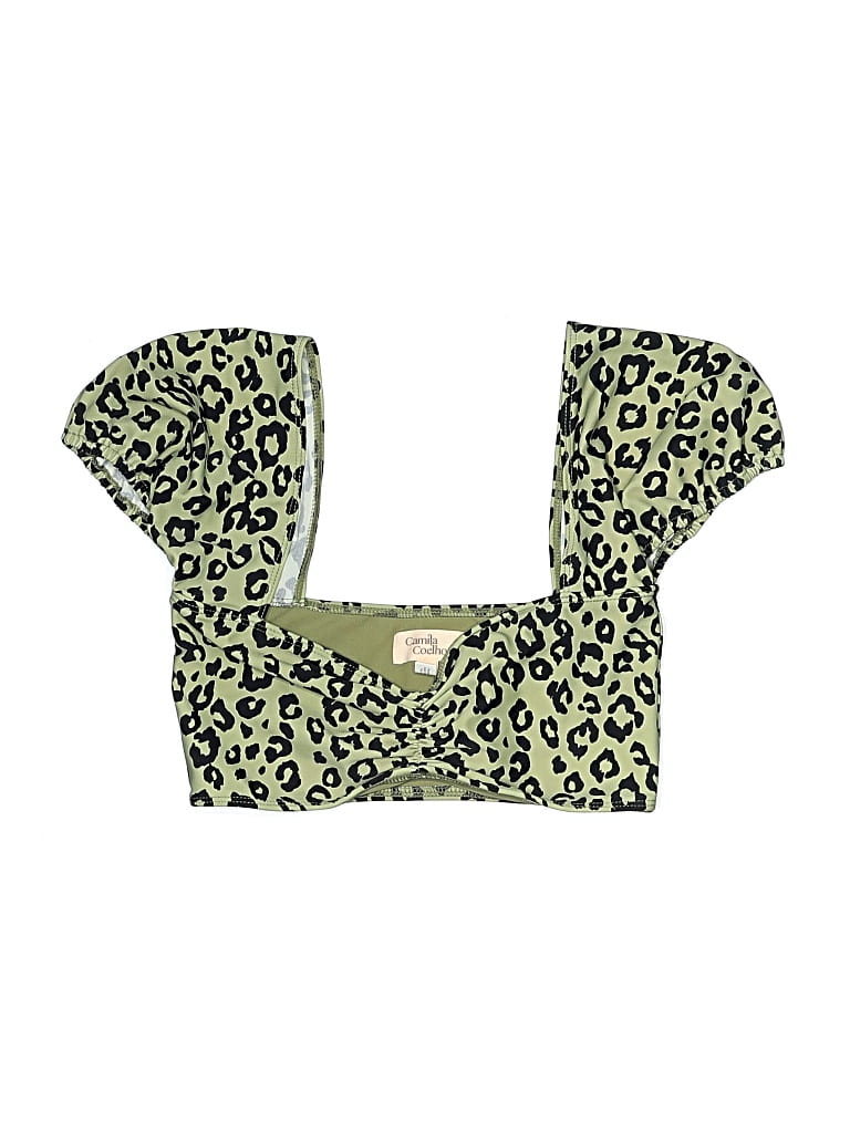 Camila Coelho Swimsuit Top Green Animal Print Pattern Swimwear In Green