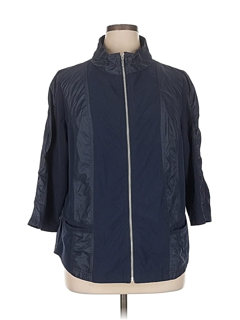 Pre-owned Zenergy By Chico's Raincoat In Blue
