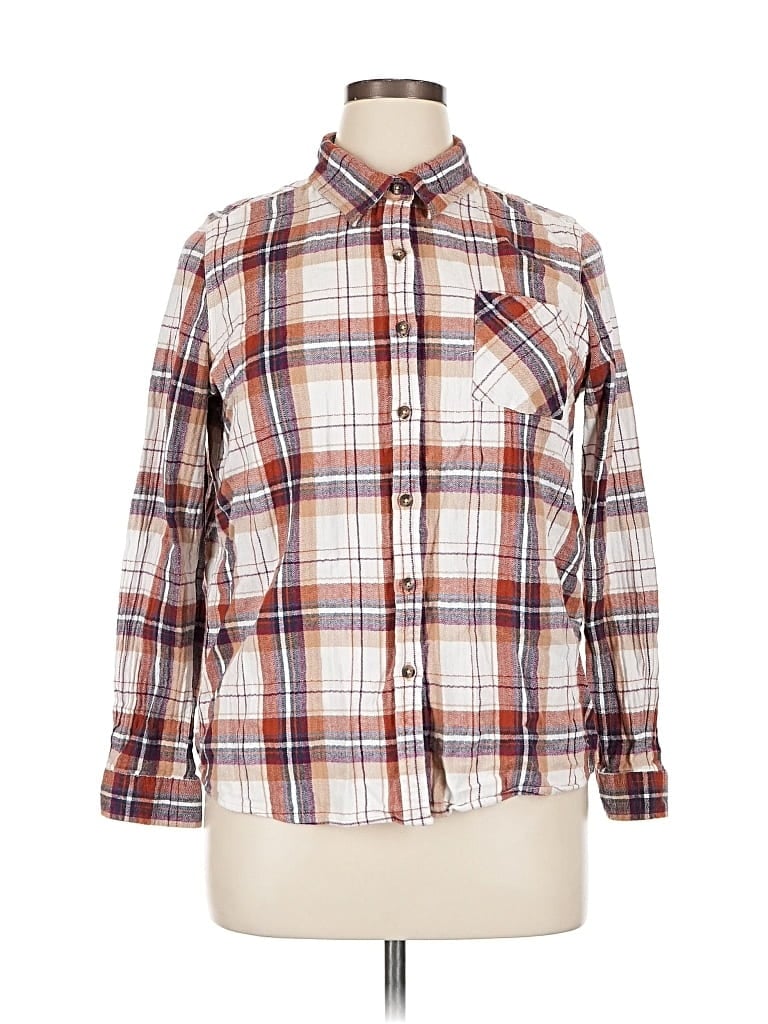 Pre-owned Natural Reflections Long Sleeve Button Down Shirt In Brown