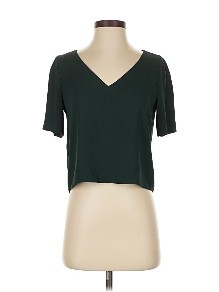 Pre-owned Babaton Short Sleeve Top Green V Neck Tops
