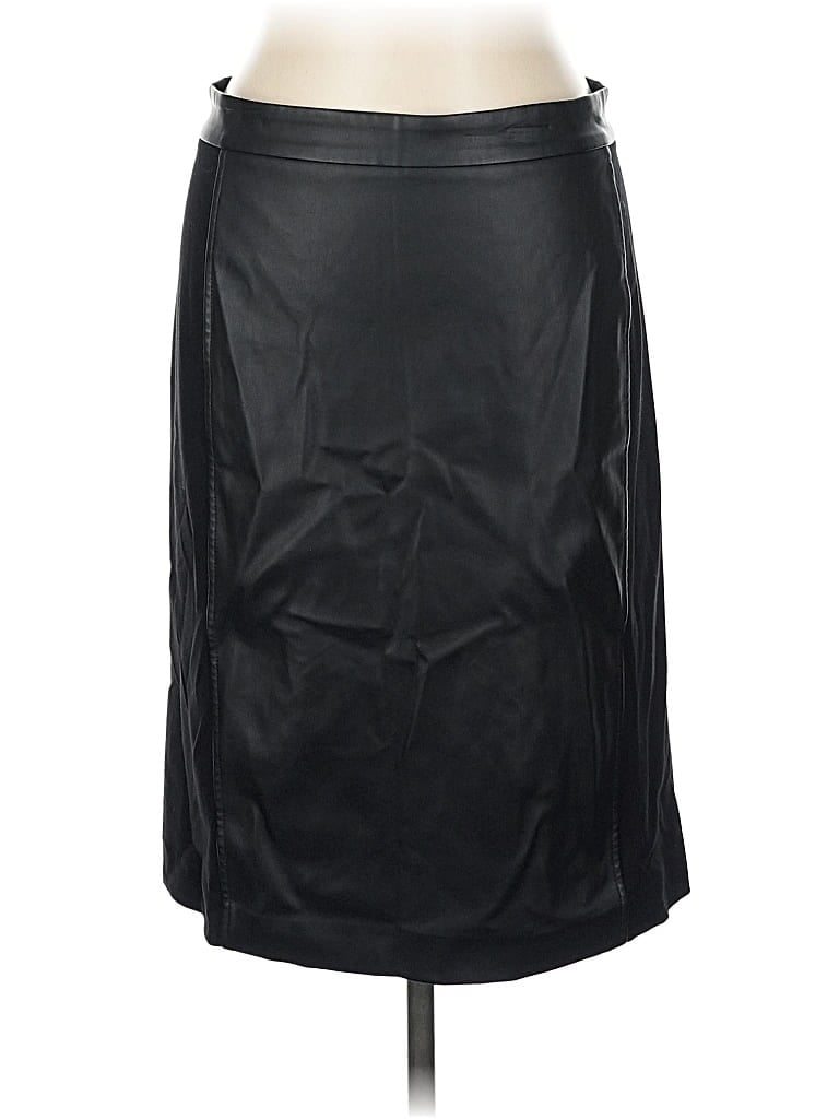Pre-owned Ann Taylor Factory Faux Leather Skirt In Black
