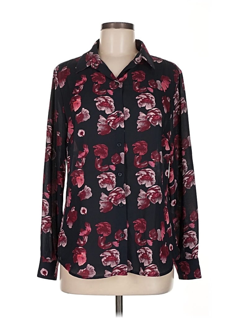 Pre-owned Banana Republic Factory Store Long Sleeve Blouse In Burgundy