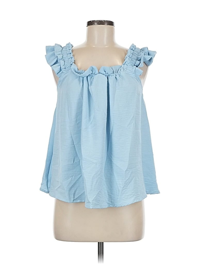 Pre-owned Unbranded Sleeveless Blouse In Blue