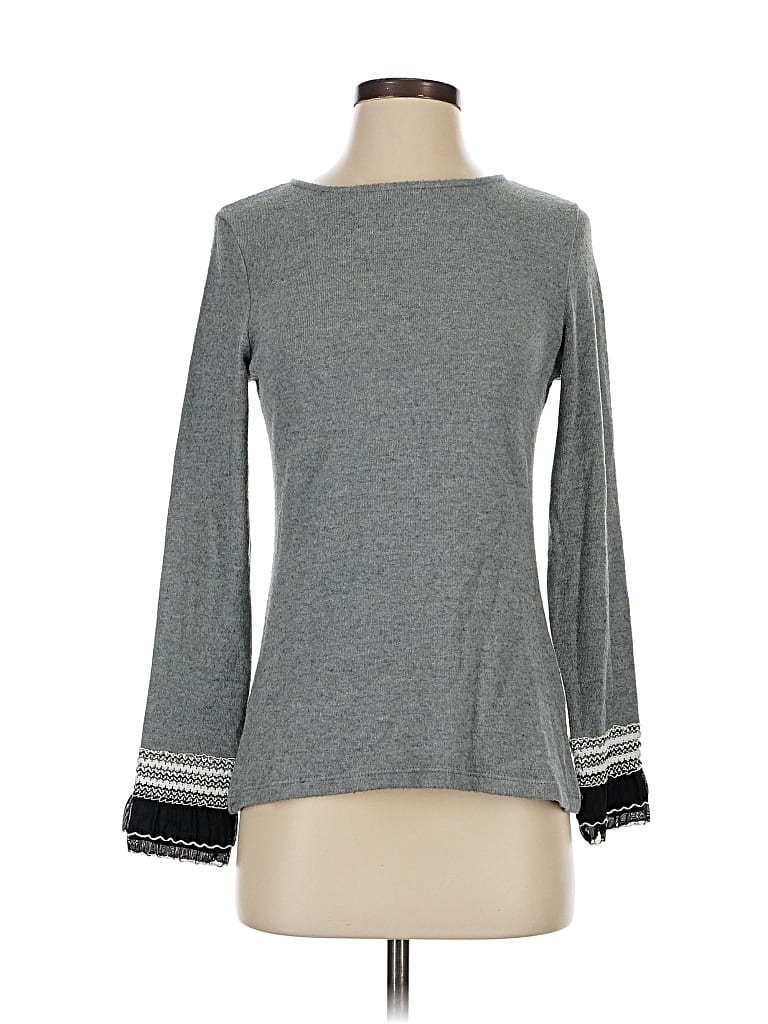 Pre-owned Kay Celine Long Sleeve Top Gray Crew Neck Tops