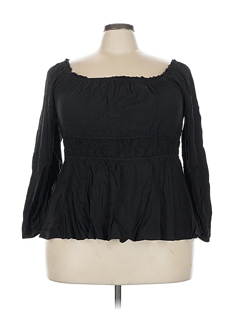 Pre-owned Torrid 3/4 Sleeve Blouse In Black