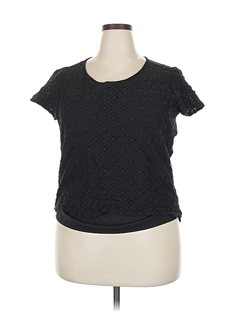 MARKET & SPRUCE Pre-owned Short Sleeve Top Black Scoop Neck Tops