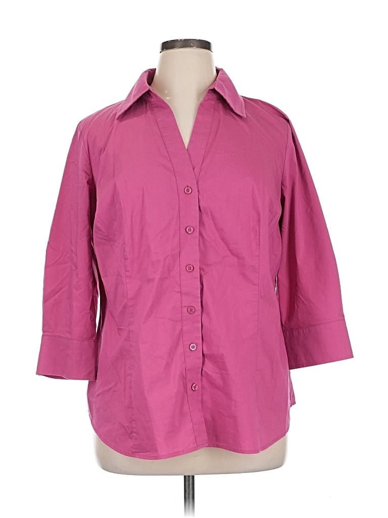 Pre-owned Worthington 3/4 Sleeve Button Down Shirt In Pink
