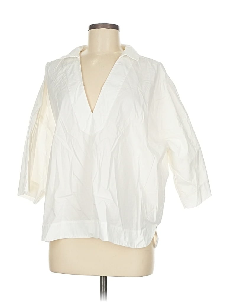 Pre-owned Frame 3/4 Sleeve Blouse In White