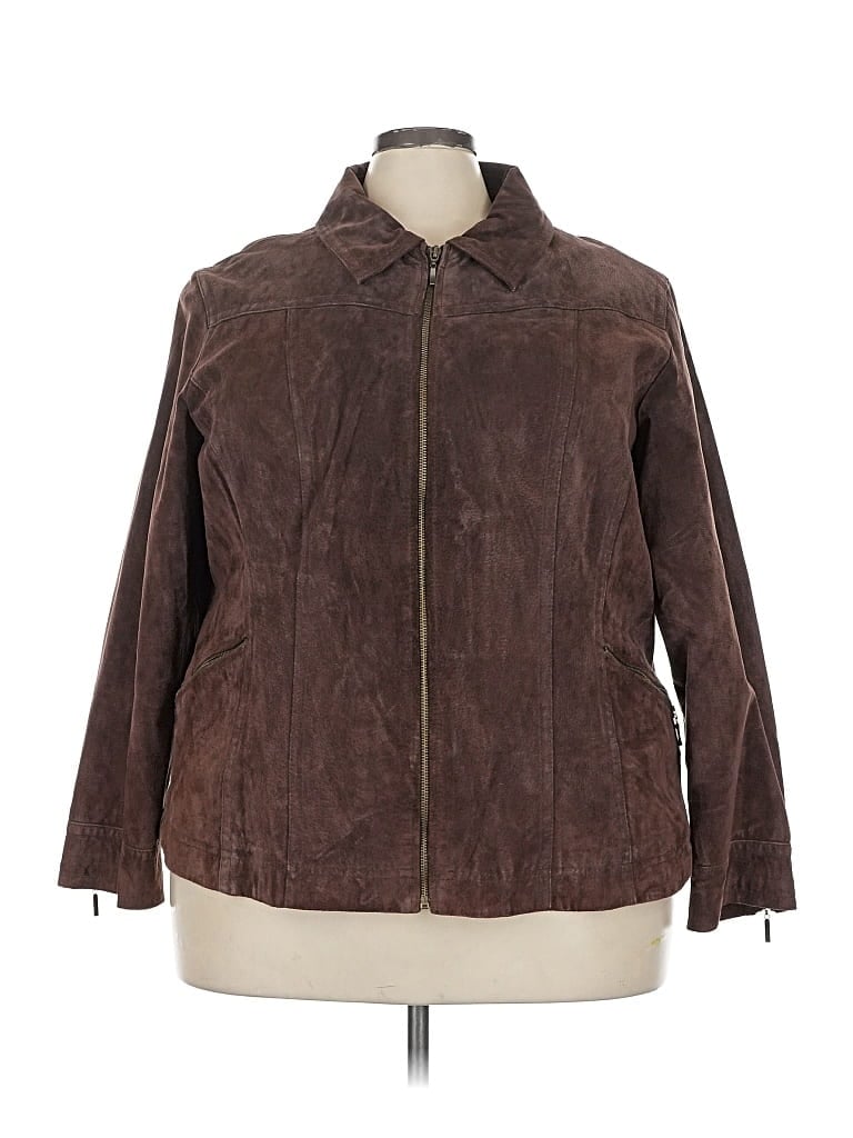 DRESSBARN Pre-owned Leather Jacket In Brown