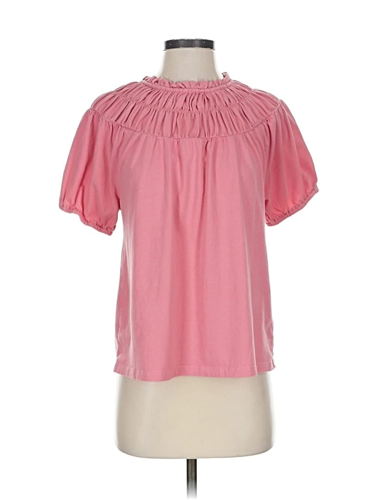 Pre-owned J.crew Factory Store Short Sleeve Blouse In Pink