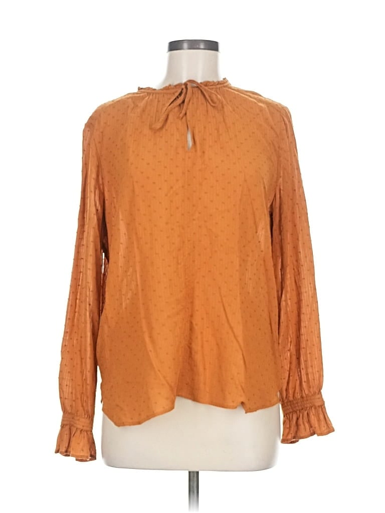 Pre-owned Ann Taylor Loft Long Sleeve Blouse In Orange