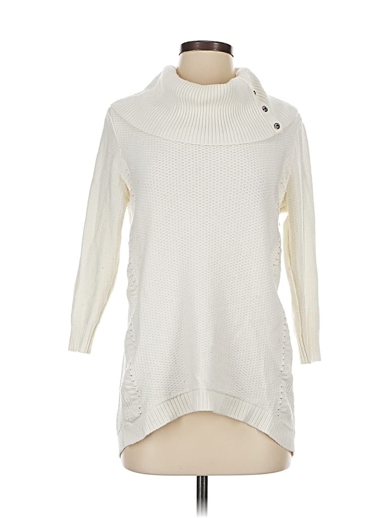 Pre-owned White House Black Market Turtleneck Sweater In White