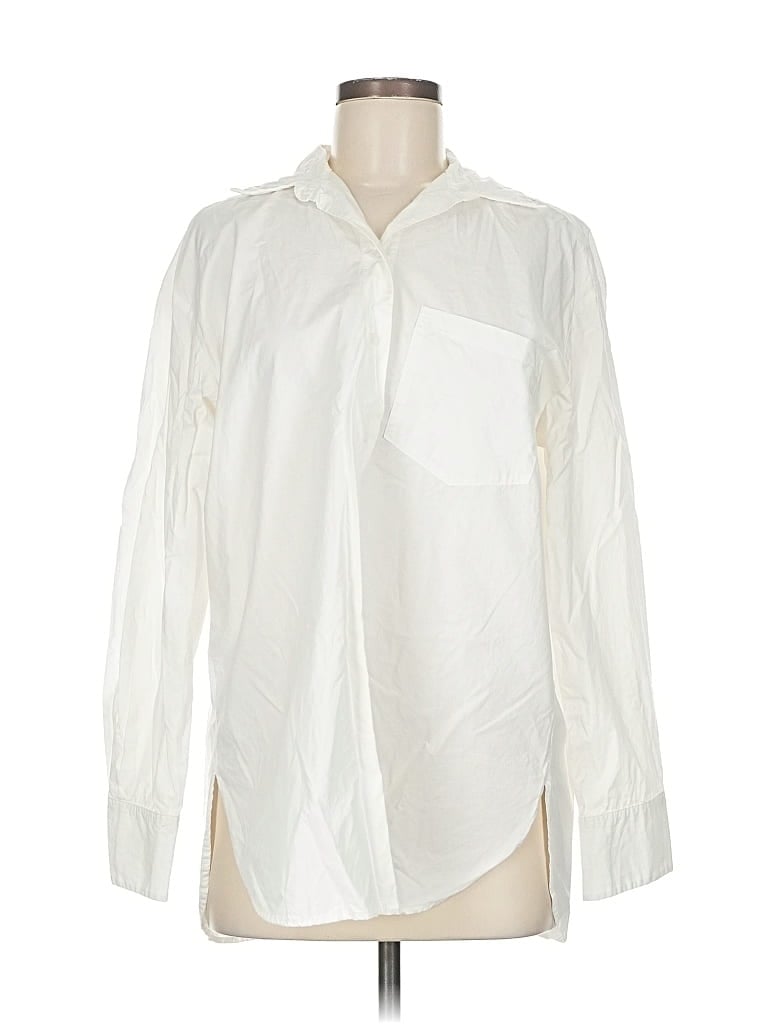 Pre-owned Mng Long Sleeve Blouse In White