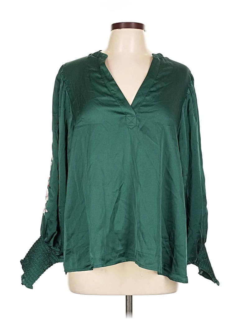 Click to view more detailed imagery on our partner's website Pre-owned Vine & Love Long Sleeve Blouse In Green
